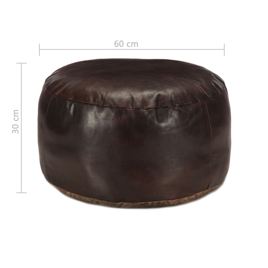 Pouf Dunkelbraun 60 x 30 cm Echtes Ziegenleder