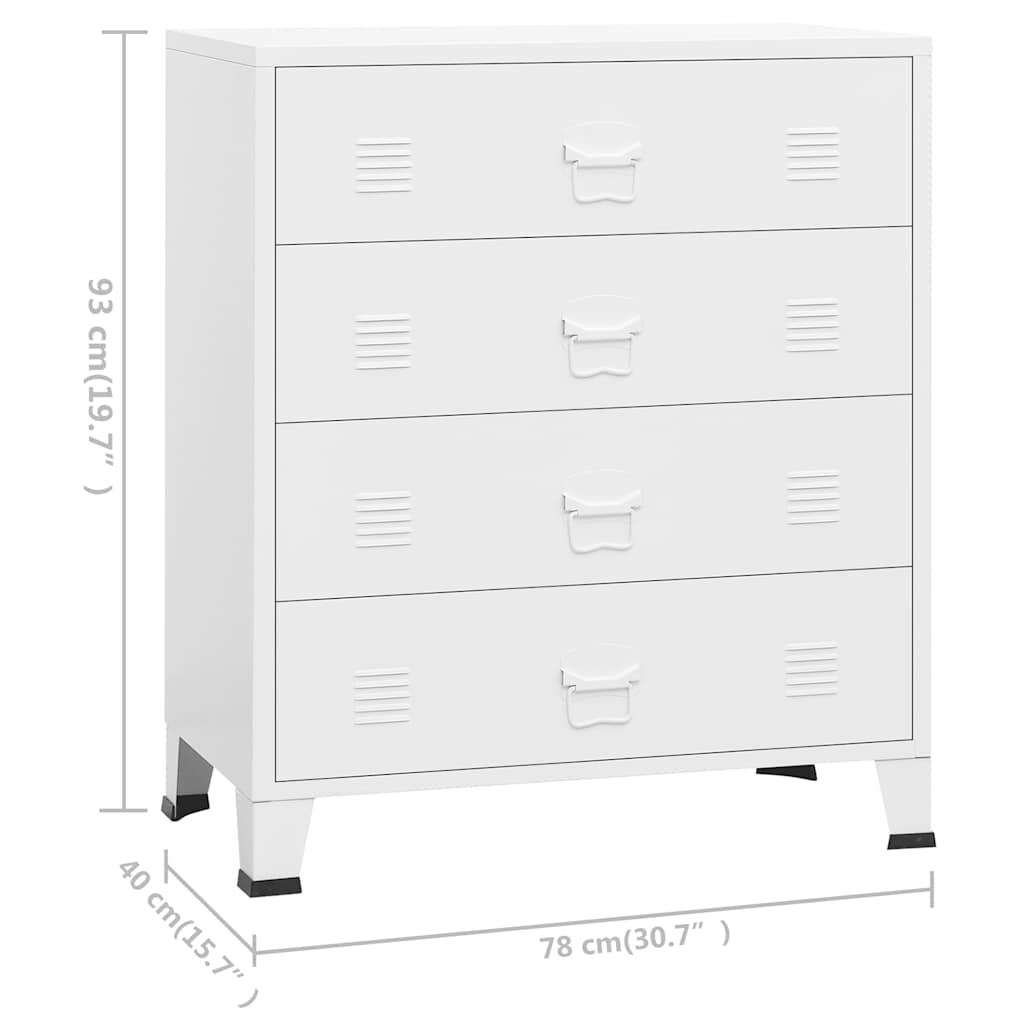 Industrial Kommode mit Schubladen Weiß 78x40x93 cm Metall
