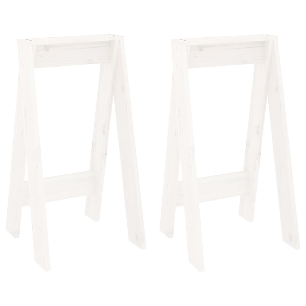 Hocker 2 Stk. Weiß 40x40x75 cm Massivholz Kiefer