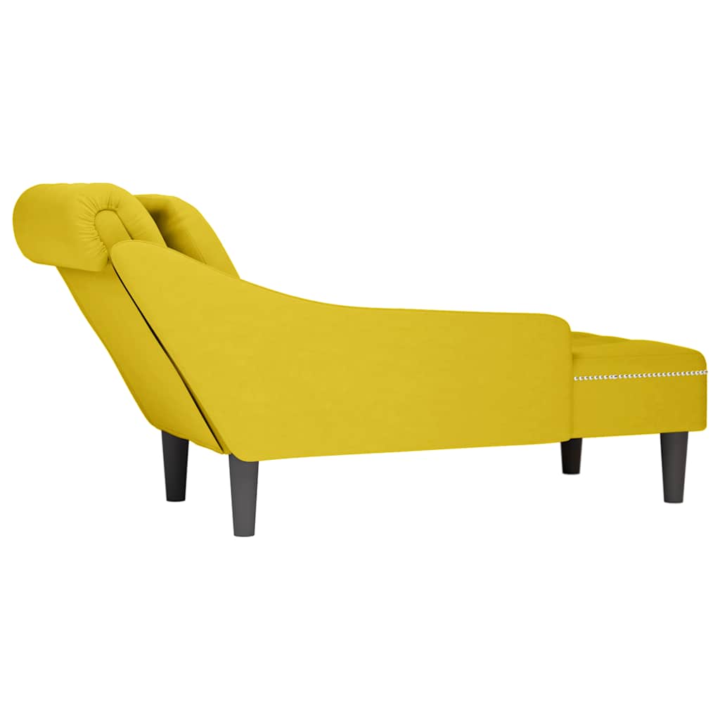 Chaiselongue mit Kissen und Rechter Armlehne Gelb Samt