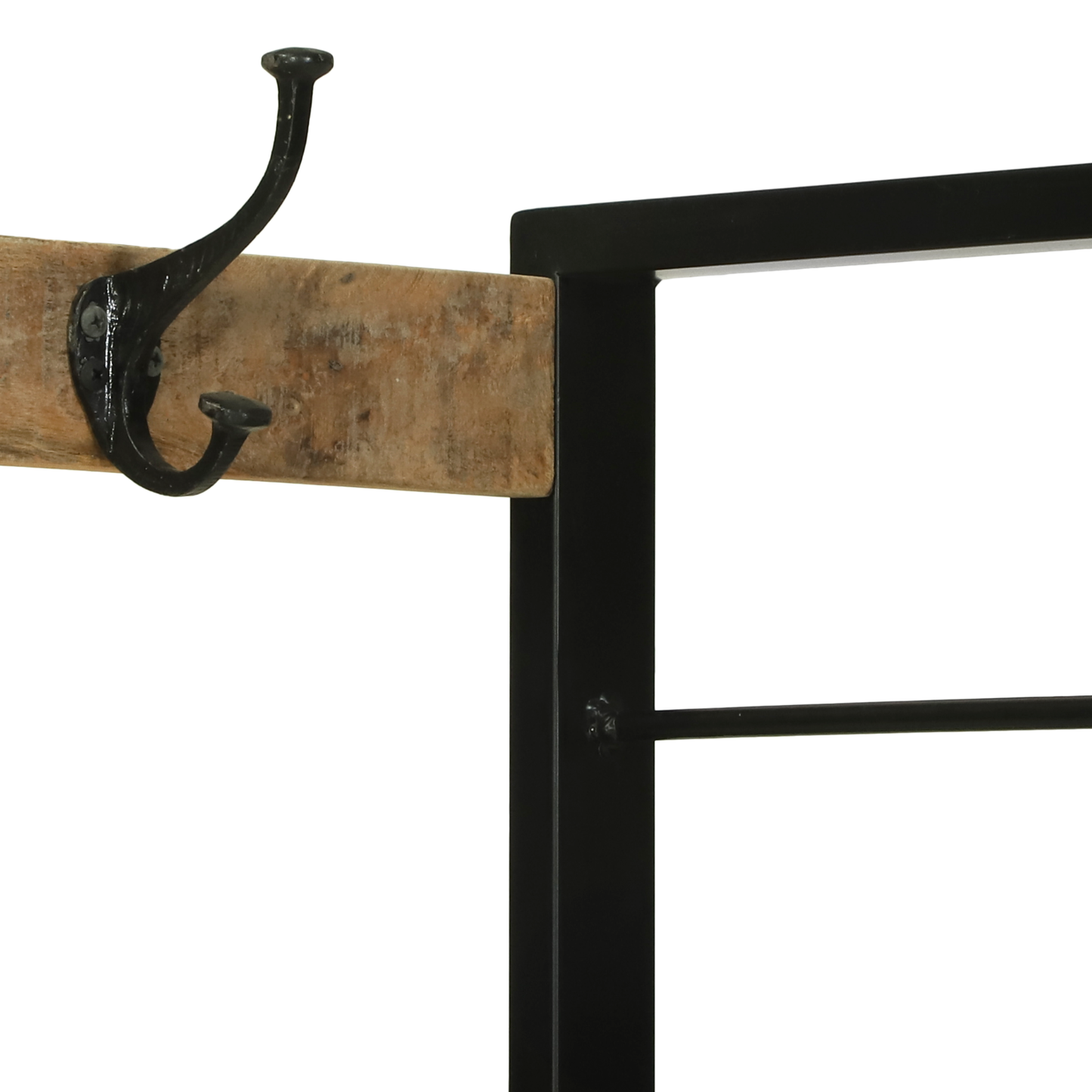 Kleiderständer mit Haken und Regalen 110x40x179 cm Massives raues Mangoholz