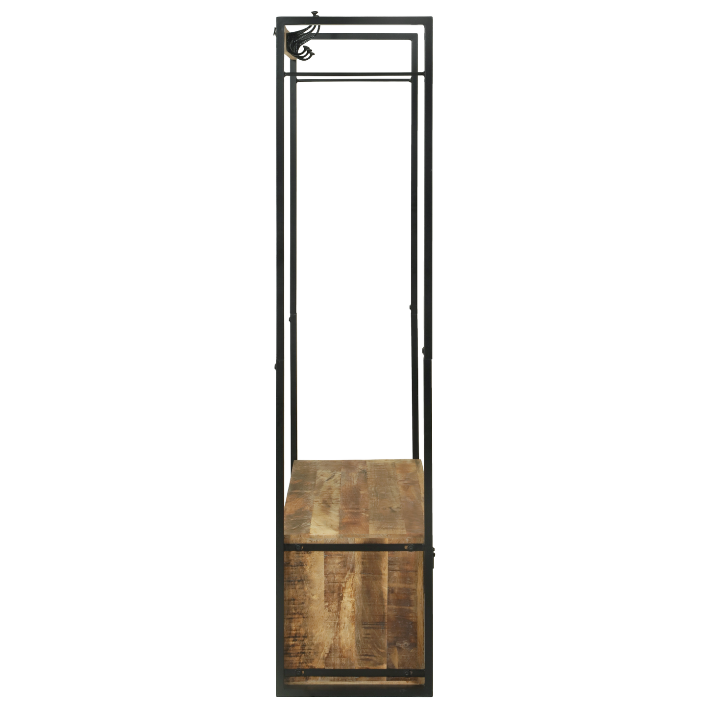 Kleiderständer mit Haken und Regalen 110x40x179 cm Massives raues Mangoholz