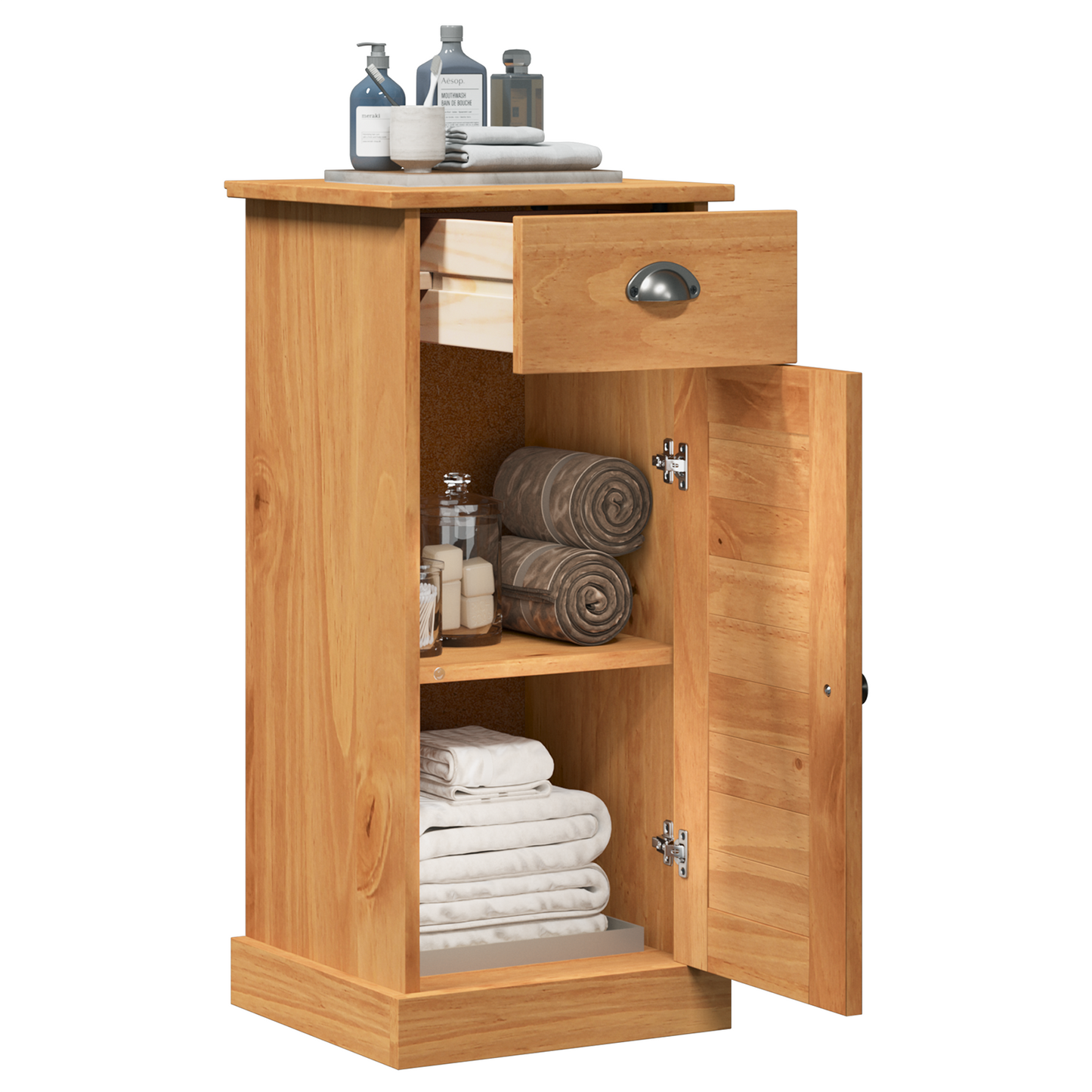 Badezimmerschrank 'VIGO'mit Schublade 37x34x80 cm aus Massivholz