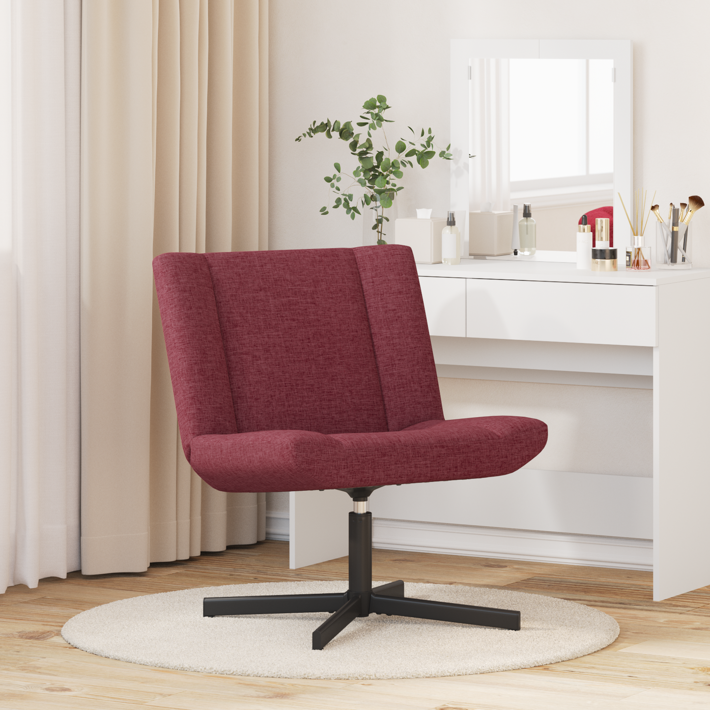 Drehstuhl Weinrot Polyester mit Metallbasis Standard Drehbar