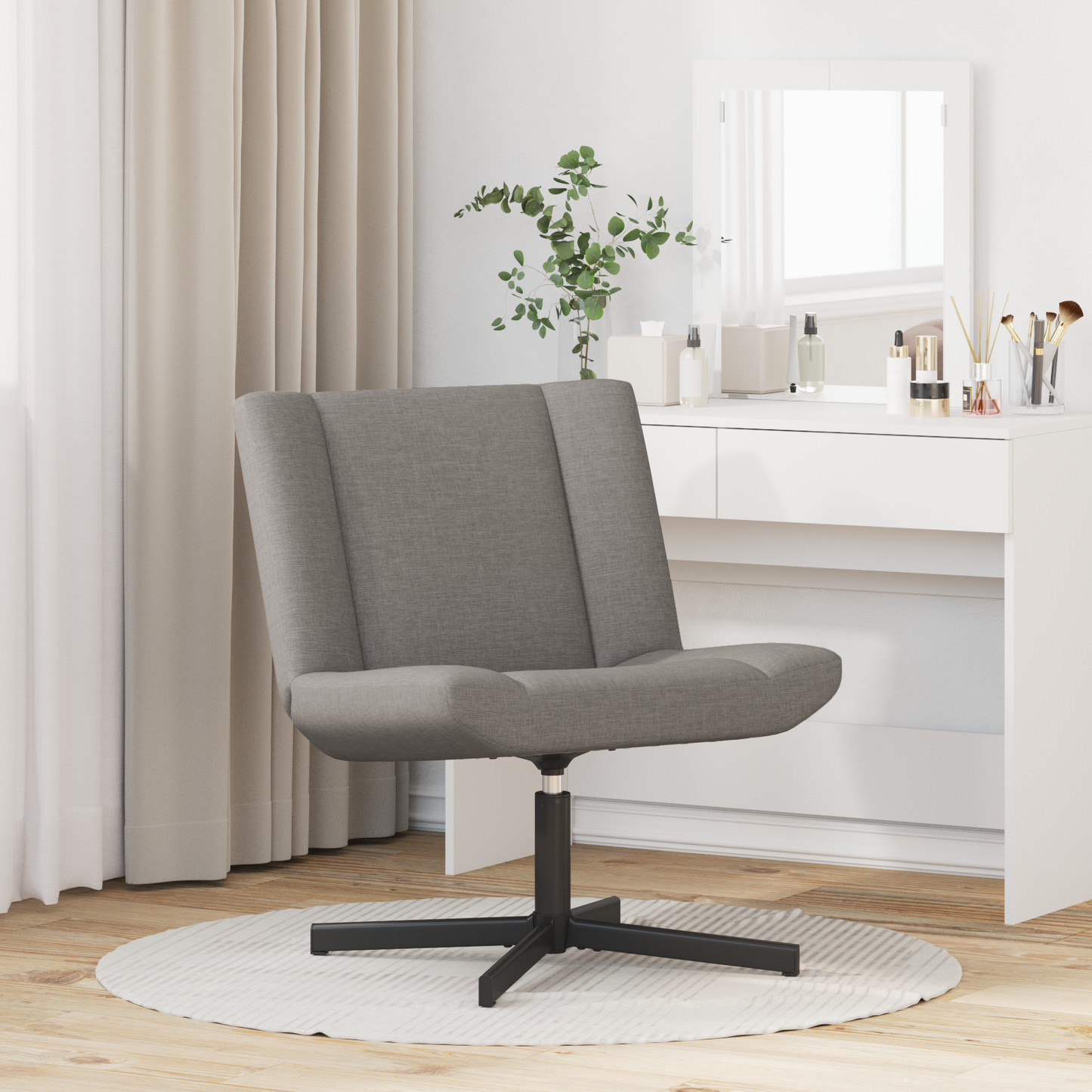 Akzentstuhl Taupe Stoff, Metallbasis Standard Ergonomisch