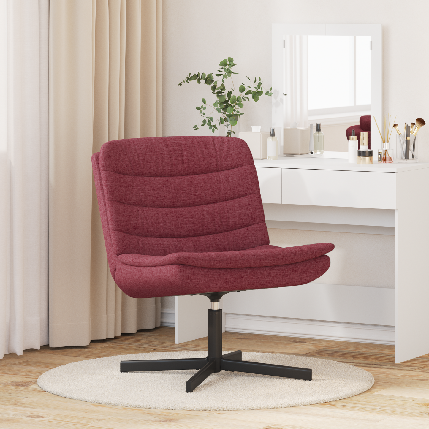 Drehstuhl Weinrot Stoff Standard Ergonomisch Drehstuhl