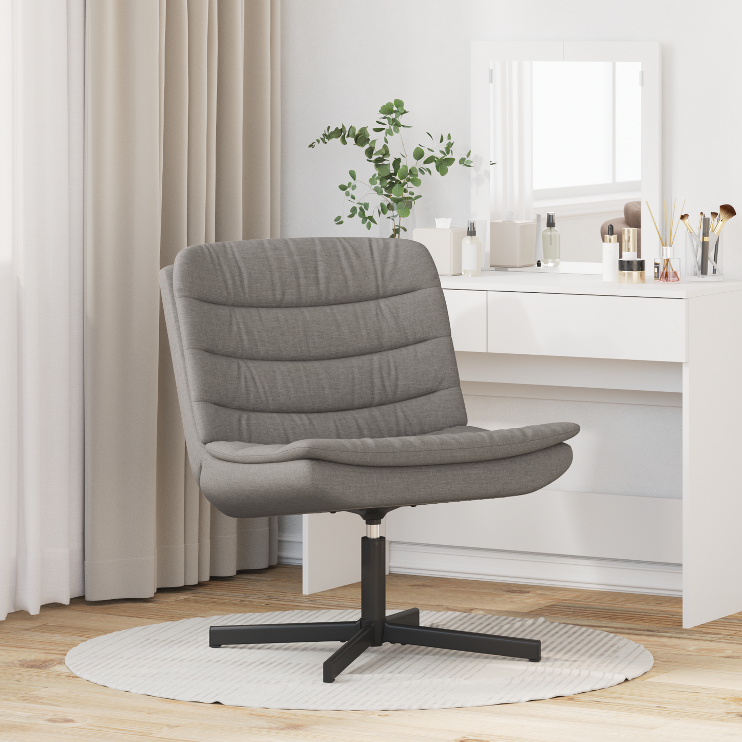 Drehstuhl Taupe Stoff Einzel Elegant Drehstuhl Rechteckig