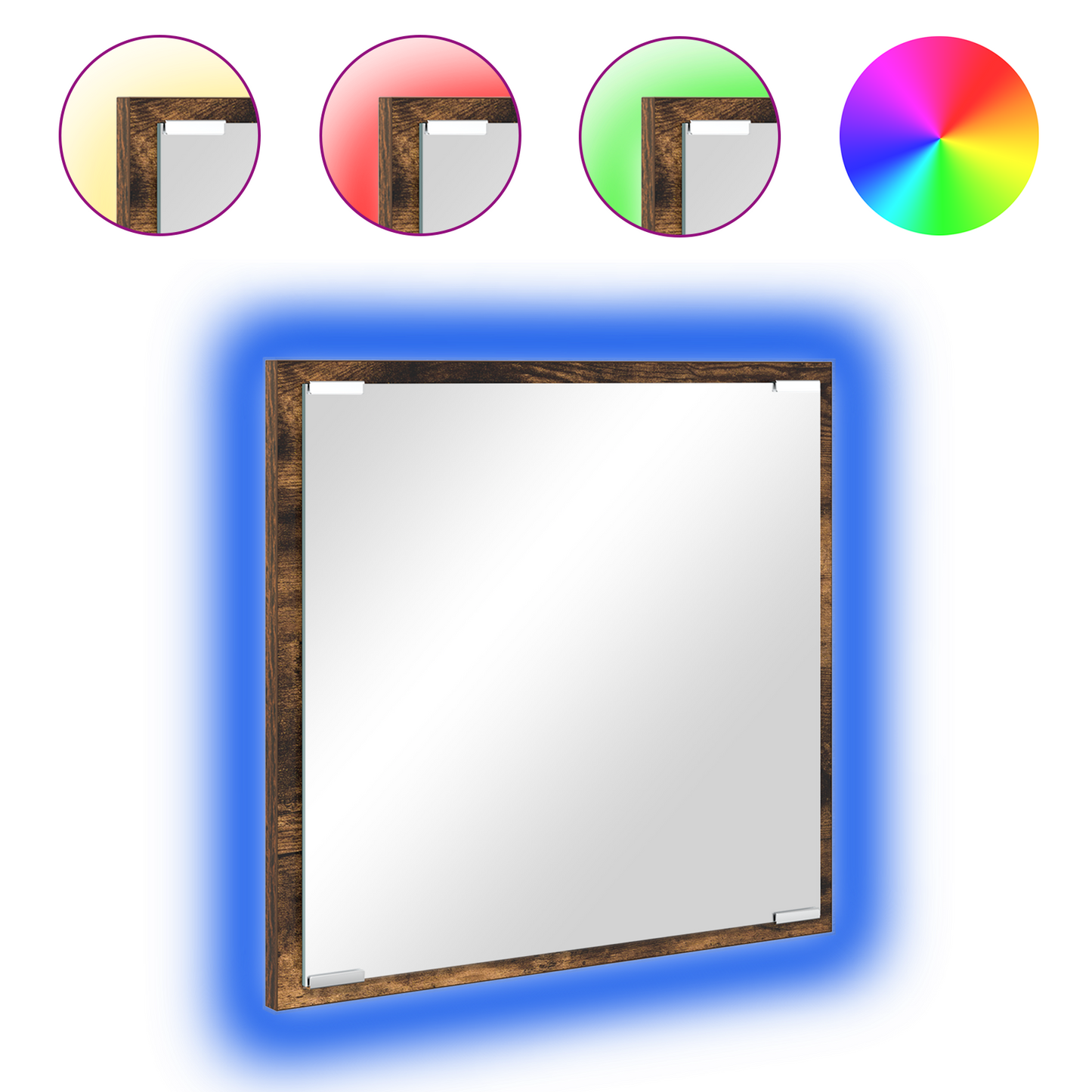 LED Badspiegel Geräucherte Eiche 40x8.5x37 cm Holzwerkstoff