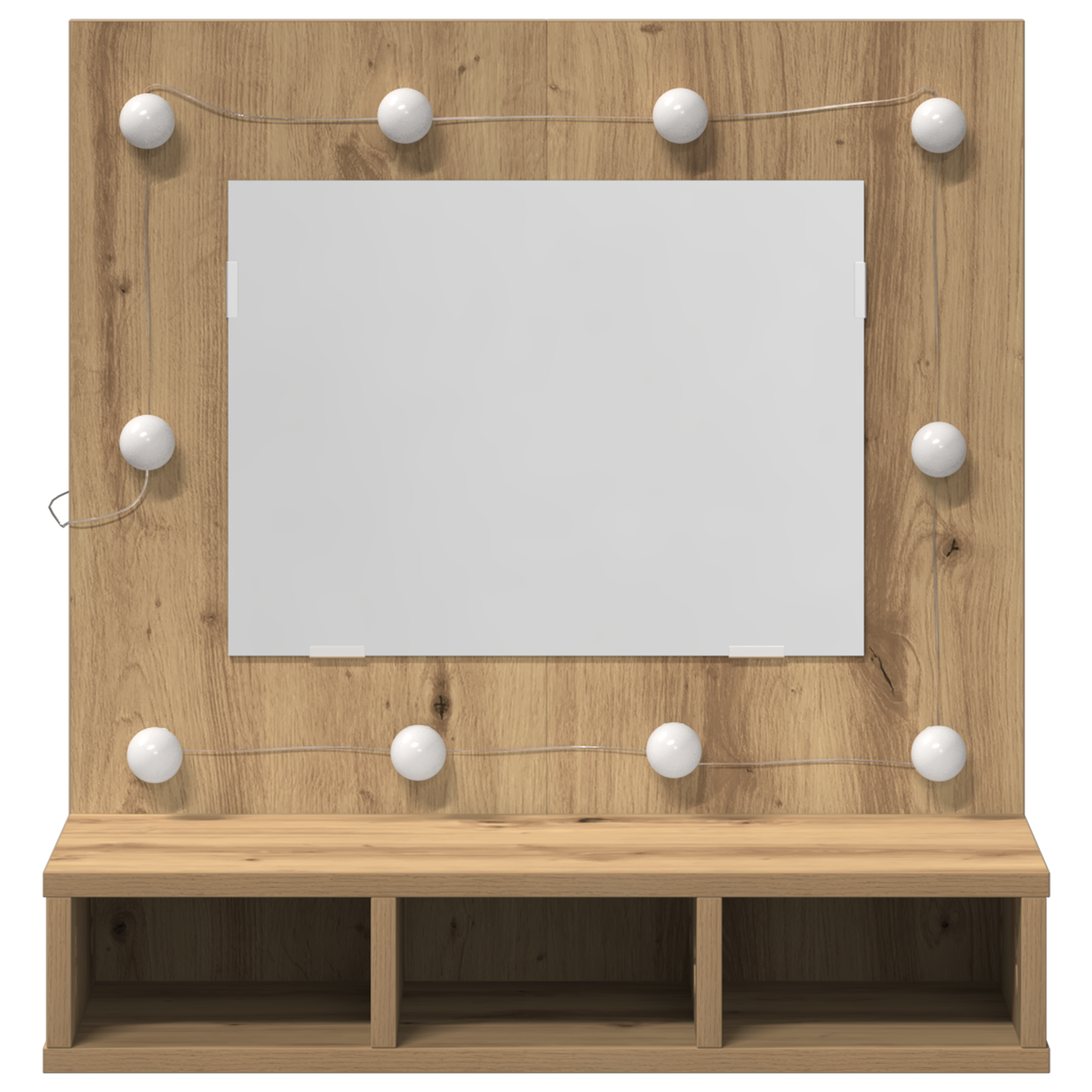 Waschtisch mit Spiegel Eiche MDF, Glas 60 x 31.5 x 62 cm