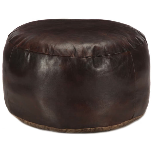 Pouf Dunkelbraun 60 x 30 cm Echtes Ziegenleder