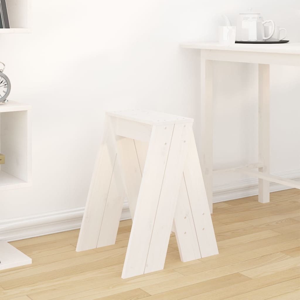 Hocker 2 Stk. Weiß 40x40x60 cm Massivholz Kiefer