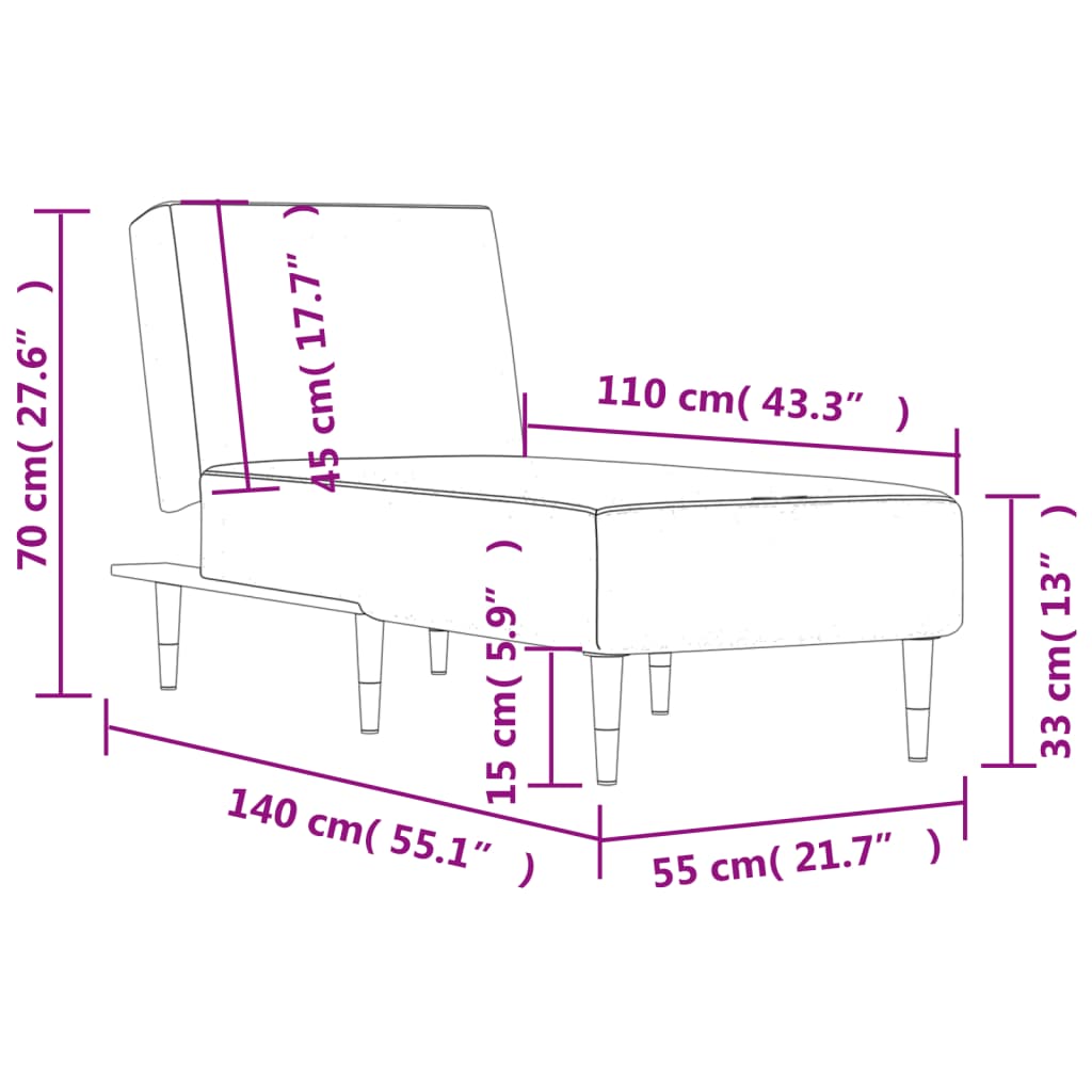Chaiselongue Dunkelgrau Samt