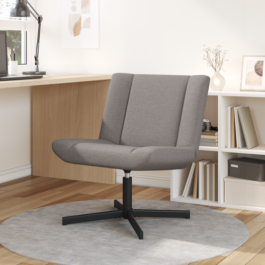 Akzentstuhl Taupe Stoff, Metallbasis Standard Ergonomisch
