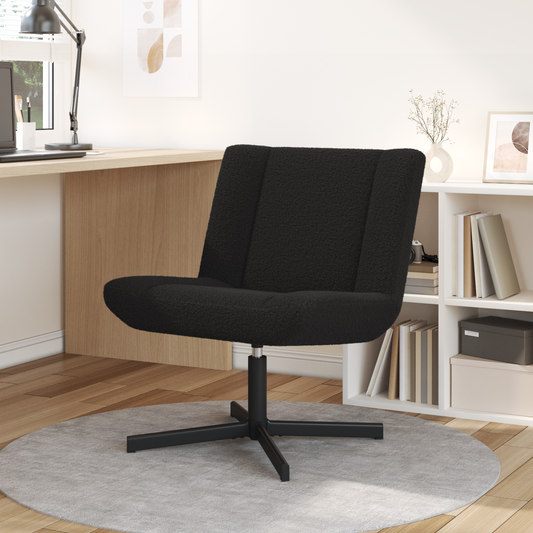 Accent Chair Schwarz Stoff, Metall Mittel Schwenkbar