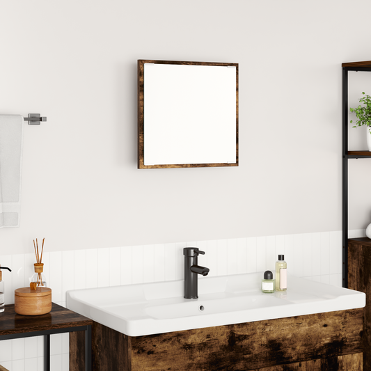 LED Badspiegel Geräucherte Eiche 40x8.5x37 cm Holzwerkstoff