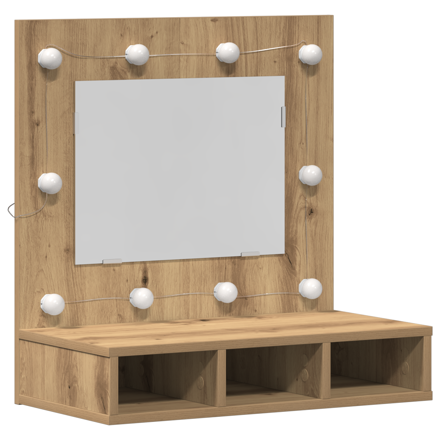 Waschtisch mit Spiegel Eiche MDF, Glas 60 x 31.5 x 62 cm